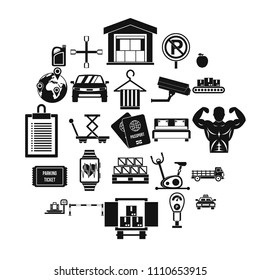 Porter icons set. Simple set of 25 porter vector icons for web isolated on white background