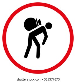 Porter Job vector icon. Style is bicolor flat circled symbol, intensive red and black colors, rounded angles, white background.