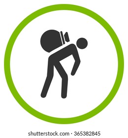 Porter Job vector icon. Style is bicolor flat circled symbol, eco green and gray colors, rounded angles, white background.