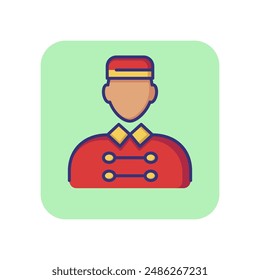 Porter line icon. Doorkeeper, uniform, bellboy. Hospitality concept. Vector illustration can be used for topics like hotel, occupation, service