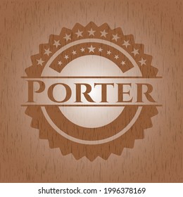 Porter retro wood emblem. Vector Illustration. 