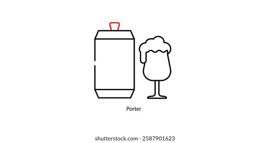 Porter Vector Icon - Dark Roasted Malt Beer Glass Illustration