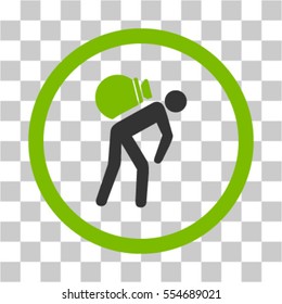 Porter vector icon. Illustration style is flat iconic bicolor eco green and gray symbol on a transparent background.