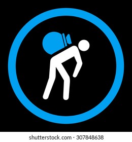 Porter vector icon. This rounded flat symbol is drawn with blue and white colors on a black background.