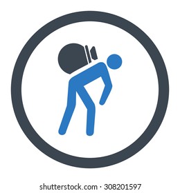 Porter vector icon. This rounded flat symbol is drawn with smooth blue colors on a white background.