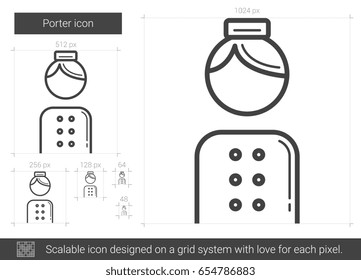 Porter vector line icon isolated on white background. Porter line icon for infographic, website or app. Scalable icon designed on a grid system.