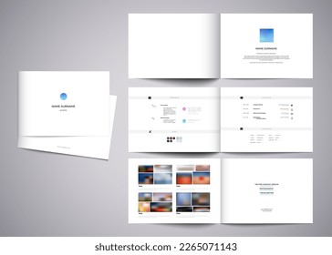 Portfolio album book template design with photos and CV resume for photographer or designer