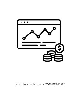 Portfolio Analysis Icon – Graph Representing Investment Growth and Financial Performance
