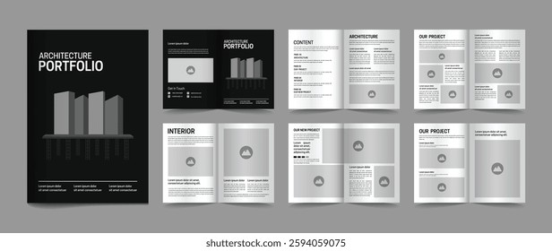 Portfolio architecture interior brochure template minimalist design, real estate