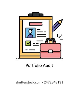 Ilustración de estilo de Vector de esquema relleno de Cartera Audit. Símbolo sobre fondo blanco EPS 10 Archivo