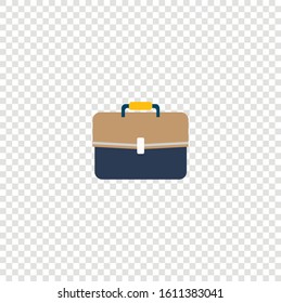 Portfolio . Bag business, office work icon . Briefcase on a transparent background in a flat style.