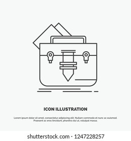 portfolio, Bag, file, folder, briefcase Icon. Line vector gray symbol for UI and UX, website or mobile application