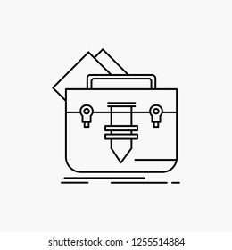portfolio, Bag, file, folder, briefcase Line Icon. Vector isolated illustration