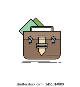 portfolio, Bag, file, folder, briefcase Flat Color Icon Vector