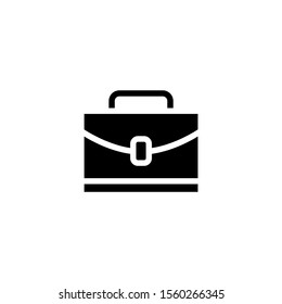 Portfolio bag icon, black flat icon design on white background vector illustration for website, mobile application, presentation, infographic, Business bag concept sign design