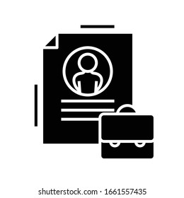 Portfolio black icon, concept illustration, vector flat symbol, glyph sign.