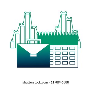 portfolio briefcase with calendar and graphical statistics
