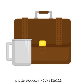 portfolio briefcase with coffee cup