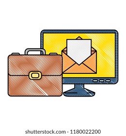 portfolio briefcase with computer and email