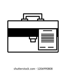 portfolio briefcase with documents isolated icon