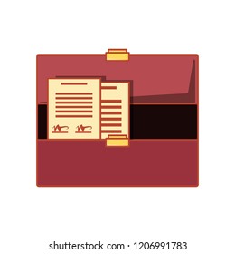 portfolio briefcase with documents isolated icon