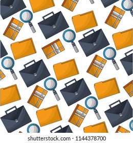 portfolio briefcase with folder and icons pattern