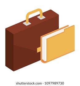 portfolio briefcase with folder isometric
