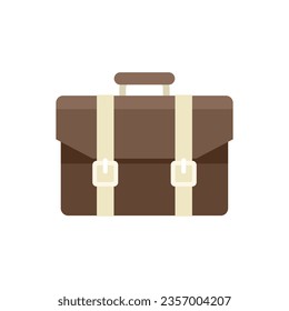 Portfolio briefcase icon flat vector. Work bag. Leather man isolated