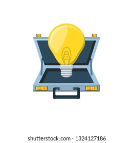 portfolio briefcase with light bulb