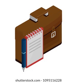 portfolio briefcase with notebook isometric icon