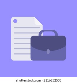 Portfolio, Briefcase with Office Documents, vector concept of office contracts, agreements, reports. Bag of businessman with docs and forms
