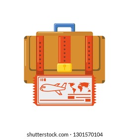 portfolio briefcase with ticket airplane