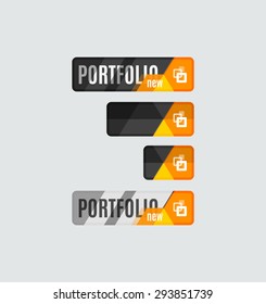 Portfolio button, futuristic hi-tech UI design. Website, mobile applications icon, online design, business, gui or ui