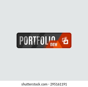 Portfolio button, futuristic hi-tech UI design. Website, mobile applications icon, online design, business, gui or ui