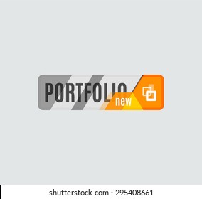 Botón de portafolio, diseño de interfaz de usuario de alta tecnología futurista. Sitio web, icono de aplicaciones móviles, diseño en línea, negocios, gui o ui