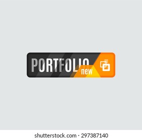 Botón de portafolio, diseño de interfaz de usuario de alta tecnología futurista. Sitio web, icono de aplicaciones móviles, diseño en línea, negocios, gui o ui