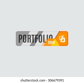 Portfolio button, futuristic hi-tech UI design. Website, mobile applications icon, online design, business, gui or ui