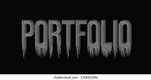 Portafolio Material de la línea caligráfica Texto Cartel de la ilustración vectorial Diseño.