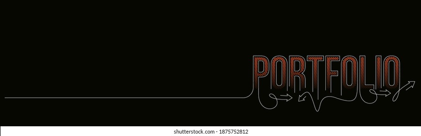 Portfolio Calligraphic line art Text banner poster vector illustration Design.