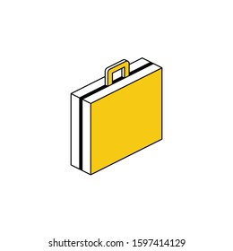 Portfolio case suitcase. Vector line, 3d stroke isometric, color web icon, new flat style. Creative illustration design, abstract idea for infographics.