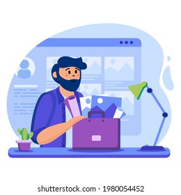 Portfolio concept. Designer holds briefcase with completed projects, readymade graphics, looking for job, sending resume. Template of people scenes. Vector illustration with characters in flat design