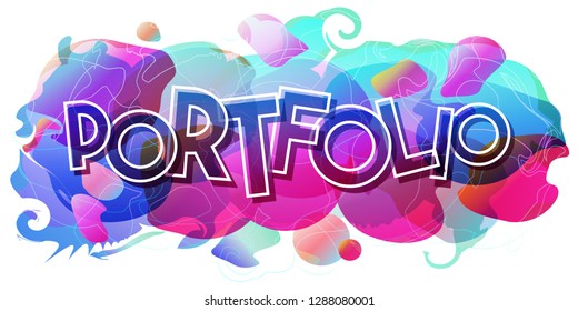 Portfolio kreatives Wort. Vektorgrafik des Banners