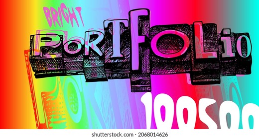 Portfolio kreatives Wort. Vektorgrafik des Banners