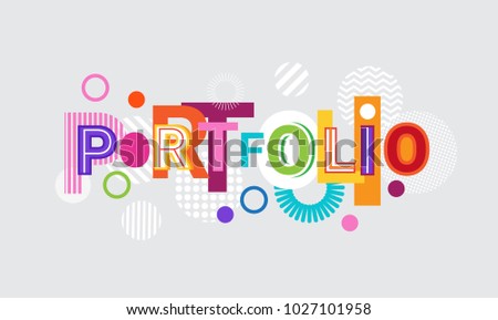 Portfolio Creative Word Over Abstract Geometric Shapes Background Web Banner Vector Illustration