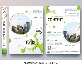 Portfolio design template vector. Abstract graphic green circle shape on cover book presentation. Minimal brochure report business flyers teen magazine poster. 