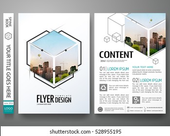 Portfolio Design Template Vector.Minimal Brochure Report Business Flyers Magazine Poster.Abstract Box Square In Cover Book Presentation.City Concept In A4 Size Layout.