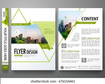 Portfolio design vector. Abstract green triangle on cover book presentation. Minimal brochure report business flyers magazine poster template. 