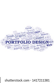 Portfolio Design word cloud. Wordcloud made with text only.