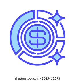 Ícone da Linha de Diversificação de Carteira, Símbolo de Estrutura de Tópicos para Alocação de Ativos, Gerenciamento de Riscos, Estratégia de Patrimônio, Planejamento de Investimentos e Segurança Financeira. Ícone de sinal vetorial.