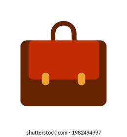 Portfolio flat vector icon. Education, school, college, university, back to school. Business, work, important content. Brown leather teacher portfolio. Vector flat illustration, cartoon style